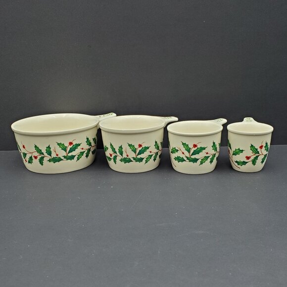 Lenox Holiday Measuring Cups Holly Berry Holly Berries Baking Cups - Picture 6 of 12